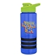a blue bottle & lime-green lid & black grip sergeant stripe - 24 oz tritan(tm) bottle with drink thru lid, stripe bands, and digital imprint