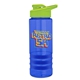 a blue bottle & lime-green lid & blue grip sergeant stripe - 24 oz tritan(tm) bottle with drink thru lid, stripe bands, and digital imprint