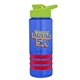 a blue bottle & lime-green lid & red grip sergeant stripe - 24 oz tritan(tm) bottle with drink thru lid, stripe bands, and digital imprint