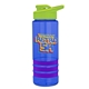 a blue bottle & lime-green lid & violet grip sergeant stripe - 24 oz tritan(tm) bottle with drink thru lid, stripe bands, and digital imprint