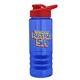 a blue bottle & red lid & blue grip sergeant stripe - 24 oz tritan(tm) bottle with drink thru lid, stripe bands, and digital imprint
