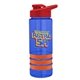 a blue bottle & red lid & orange grip sergeant stripe - 24 oz tritan(tm) bottle with drink thru lid, stripe bands, and digital imprint