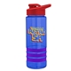 a blue bottle & red lid & violet grip sergeant stripe - 24 oz tritan(tm) bottle with drink thru lid, stripe bands, and digital imprint