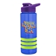 a blue bottle & violet lid & lime-green grip sergeant stripe - 24 oz tritan(tm) bottle with drink thru lid, stripe bands, and digital imprint