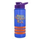 a blue bottle & violet lid & orange grip sergeant stripe - 24 oz tritan(tm) bottle with drink thru lid, stripe bands, and digital imprint