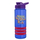 a blue bottle & violet lid & red grip sergeant stripe - 24 oz tritan(tm) bottle with drink thru lid, stripe bands, and digital imprint