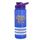 a blue bottle & violet lid & white grip sergeant stripe - 24 oz tritan(tm) bottle with drink thru lid, stripe bands, and digital imprint