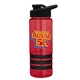 a red bottle & black lid & black grip sergeant stripe - 24 oz tritan(tm) bottle with drink thru lid, stripe bands, and digital imprint