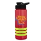 a red bottle & black lid & lime-green grip sergeant stripe - 24 oz tritan(tm) bottle with drink thru lid, stripe bands, and digital imprint