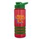 a red bottle & green lid & green grip sergeant stripe - 24 oz tritan(tm) bottle with drink thru lid, stripe bands, and digital imprint