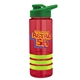 a red bottle & green lid & lime-green grip sergeant stripe - 24 oz tritan(tm) bottle with drink thru lid, stripe bands, and digital imprint