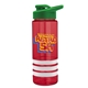 a red bottle & green lid & white grip sergeant stripe - 24 oz tritan(tm) bottle with drink thru lid, stripe bands, and digital imprint