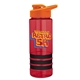 a red bottle & orange lid & black grip sergeant stripe - 24 oz tritan(tm) bottle with drink thru lid, stripe bands, and digital imprint