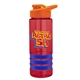 a red bottle & orange lid & blue grip sergeant stripe - 24 oz tritan(tm) bottle with drink thru lid, stripe bands, and digital imprint