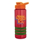 a red bottle & orange lid & green grip sergeant stripe - 24 oz tritan(tm) bottle with drink thru lid, stripe bands, and digital imprint