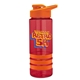 a red bottle & orange lid & orange grip sergeant stripe - 24 oz tritan(tm) bottle with drink thru lid, stripe bands, and digital imprint