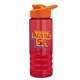 a red bottle & orange lid & red grip sergeant stripe - 24 oz tritan(tm) bottle with drink thru lid, stripe bands, and digital imprint