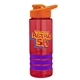 a red bottle & orange lid & violet grip sergeant stripe - 24 oz tritan(tm) bottle with drink thru lid, stripe bands, and digital imprint