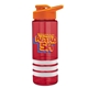 a red bottle & orange lid & white grip sergeant stripe - 24 oz tritan(tm) bottle with drink thru lid, stripe bands, and digital imprint