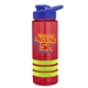 a red bottle & blue lid & lime-green grip sergeant stripe - 24 oz tritan(tm) bottle with drink thru lid, stripe bands, and digital imprint