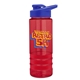 a red bottle & blue lid & red grip sergeant stripe - 24 oz tritan(tm) bottle with drink thru lid, stripe bands, and digital imprint