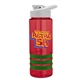 a red bottle & white lid & green grip sergeant stripe - 24 oz tritan(tm) bottle with drink thru lid, stripe bands, and digital imprint