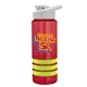 a red bottle & white lid & lime-green grip sergeant stripe - 24 oz tritan(tm) bottle with drink thru lid, stripe bands, and digital imprint