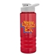 a red bottle & white lid & red grip sergeant stripe - 24 oz tritan(tm) bottle with drink thru lid, stripe bands, and digital imprint