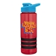 a red bottle & cyan lid & black grip sergeant stripe - 24 oz tritan(tm) bottle with drink thru lid, stripe bands, and digital imprint