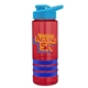 a red bottle & cyan lid & blue grip sergeant stripe - 24 oz tritan(tm) bottle with drink thru lid, stripe bands, and digital imprint