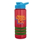 a red bottle & cyan lid & green grip sergeant stripe - 24 oz tritan(tm) bottle with drink thru lid, stripe bands, and digital imprint
