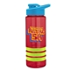 a red bottle & cyan lid & lime-green grip sergeant stripe - 24 oz tritan(tm) bottle with drink thru lid, stripe bands, and digital imprint