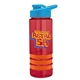 a red bottle & cyan lid & orange grip sergeant stripe - 24 oz tritan(tm) bottle with drink thru lid, stripe bands, and digital imprint