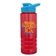 a red bottle & cyan lid & red grip sergeant stripe - 24 oz tritan(tm) bottle with drink thru lid, stripe bands, and digital imprint