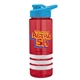 a red bottle & cyan lid & white grip sergeant stripe - 24 oz tritan(tm) bottle with drink thru lid, stripe bands, and digital imprint