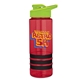 a red bottle & lime-green lid & black grip sergeant stripe - 24 oz tritan(tm) bottle with drink thru lid, stripe bands, and digital imprint