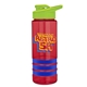 a red bottle & lime-green lid & blue grip sergeant stripe - 24 oz tritan(tm) bottle with drink thru lid, stripe bands, and digital imprint
