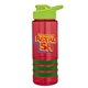 a red bottle & lime-green lid & green grip sergeant stripe - 24 oz tritan(tm) bottle with drink thru lid, stripe bands, and digital imprint