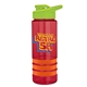 a red bottle & lime-green lid & orange grip sergeant stripe - 24 oz tritan(tm) bottle with drink thru lid, stripe bands, and digital imprint