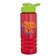 a red bottle & lime-green lid & red grip sergeant stripe - 24 oz tritan(tm) bottle with drink thru lid, stripe bands, and digital imprint