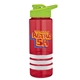 a red bottle & lime-green lid & white grip sergeant stripe - 24 oz tritan(tm) bottle with drink thru lid, stripe bands, and digital imprint
