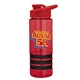 a red bottle & red lid & black grip sergeant stripe - 24 oz tritan(tm) bottle with drink thru lid, stripe bands, and digital imprint
