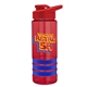a red bottle & red lid & blue grip sergeant stripe - 24 oz tritan(tm) bottle with drink thru lid, stripe bands, and digital imprint
