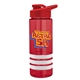 a red bottle & red lid & white grip sergeant stripe - 24 oz tritan(tm) bottle with drink thru lid, stripe bands, and digital imprint