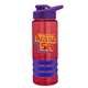 a red bottle & violet lid & blue grip sergeant stripe - 24 oz tritan(tm) bottle with drink thru lid, stripe bands, and digital imprint
