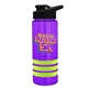 a violet bottle & black lid & lime-green grip sergeant stripe - 24 oz tritan(tm) bottle with drink thru lid, stripe bands, and digital imprint