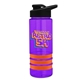 a violet bottle & black lid & orange grip sergeant stripe - 24 oz tritan(tm) bottle with drink thru lid, stripe bands, and digital imprint