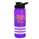 a violet bottle & black lid & white grip sergeant stripe - 24 oz tritan(tm) bottle with drink thru lid, stripe bands, and digital imprint