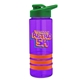 a violet bottle & green lid & orange grip sergeant stripe - 24 oz tritan(tm) bottle with drink thru lid, stripe bands, and digital imprint