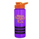 a violet bottle & orange lid & black grip sergeant stripe - 24 oz tritan(tm) bottle with drink thru lid, stripe bands, and digital imprint